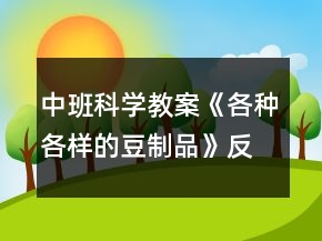 中班科学教案《各种各样的豆制品》反思