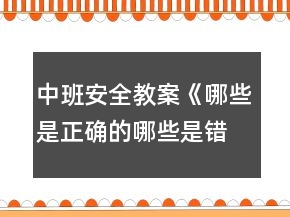 中班安全教案《哪些是正确的哪些是错误的》反思
