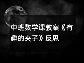 中班数学课教案《有趣的夹子》反思