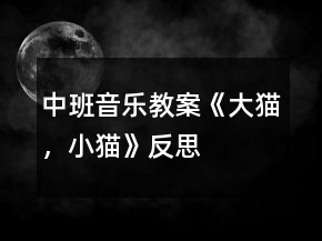 中班音乐教案《大猫，小猫》反思