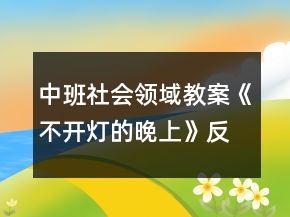 中班社会领域教案《不开灯的晚上》反思