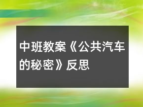 中班教案《公共汽车的秘密》反思