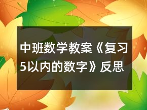 中班数学教案《复习5以内的数字》反思