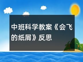 中班科学教案《会飞的纸屑》反思