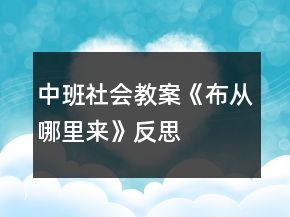 中班社会教案《布从哪里来》反思