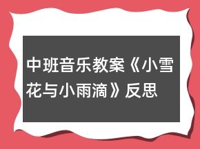 中班音乐教案《小雪花与小雨滴》反思