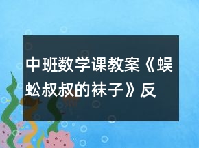 中班数学课教案《蜈蚣叔叔的袜子》反思