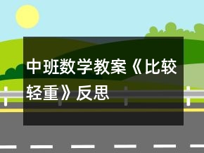 中班数学教案《比较轻重》反思