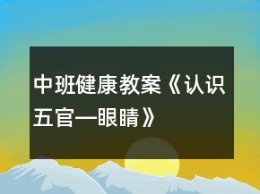中班健康教案《认识五官―眼睛》