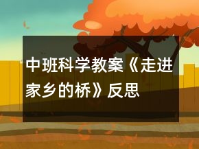 中班科学教案《走进家乡的桥》反思