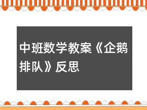 中班数学教案《企鹅排队》反思