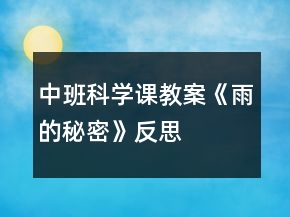 中班科学课教案《雨的秘密》反思