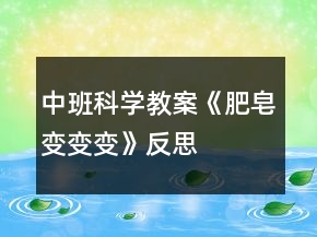 中班科学教案《肥皂变变变》反思