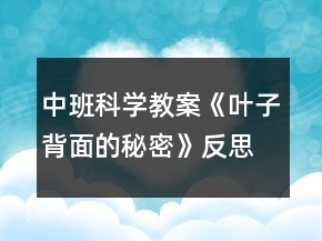 中班科学教案《叶子背面的秘密》反思