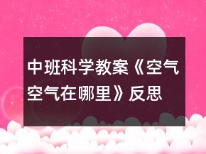 中班科学教案《空气空气在哪里》反思