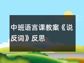 中班语言课教案《说反词》反思