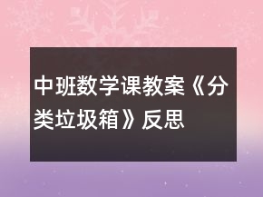 中班数学课教案《分类垃圾箱》反思