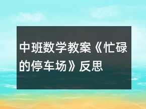 中班数学教案《忙碌的停车场》反思