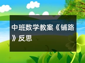 中班数学教案《铺路》反思