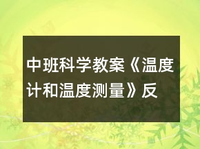 中班科学教案《温度计和温度测量》反思