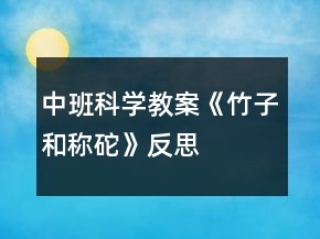 中班科学教案《竹子和称砣》反思