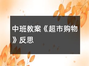 中班教案《超市购物》反思