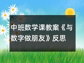 中班数学课教案《与数字做朋友》反思