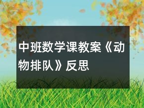 中班数学课教案《动物排队》反思