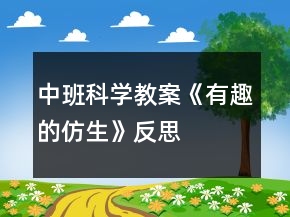 中班科学教案《有趣的仿生》反思