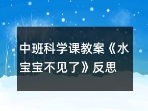 中班科学课教案《水宝宝不见了》反思