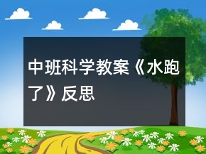 中班科学教案《水跑了》反思