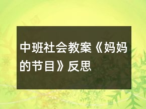 中班社会教案《妈妈的节目》反思