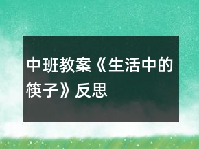 中班教案《生活中的筷子》反思