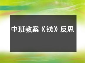 中班教案《钱》反思