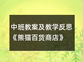 中班教案及教学反思《熊猫百货商店》