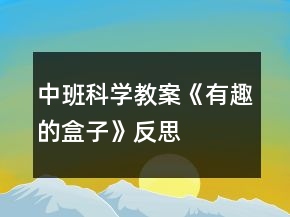 中班科学教案《有趣的盒子》反思