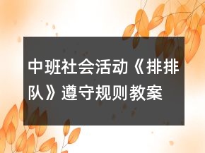 中班社会活动《排排队》遵守规则教案反思