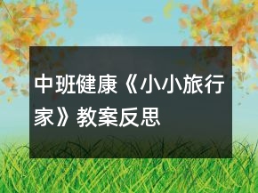 中班健康《小小旅行家》教案反思