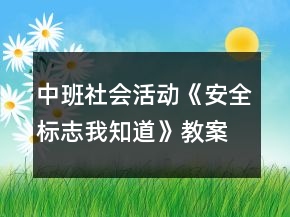 中班社会活动《安全标志我知道》教案反思