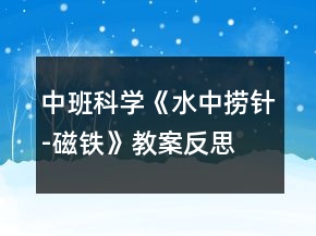 中班科学《水中捞针-磁铁》教案反思