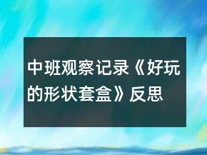 中班观察记录《好玩的形状套盒》反思