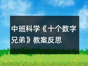 中班科学《十个数字兄弟》教案反思