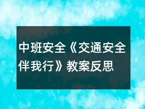 中班安全《交通安全伴我行》教案反思