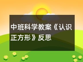 中班科学教案《认识正方形》反思