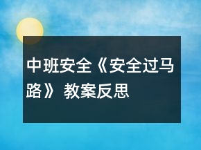 中班安全《安全过马路》 教案反思
