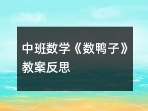 中班数学《数鸭子》教案反思