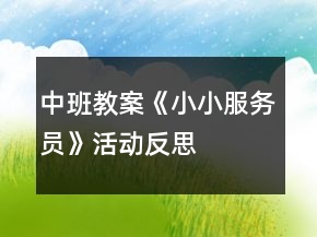 中班教案《小小服务员》活动反思