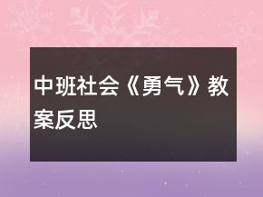 中班社会《勇气》教案反思