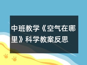 中班教学《空气在哪里》科学教案反思