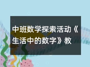 中班数学探索活动《生活中的数字》教案反思
